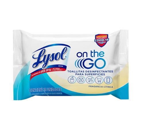 TOALLA LYSOL ON THE GO 15 unidades
