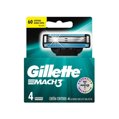 Repuesto Gillette Mach 3 empaque 4 unidades