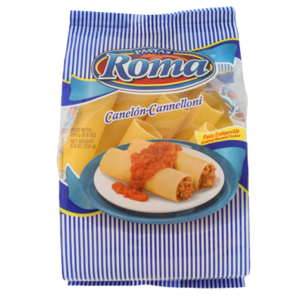 Pasta canelón, Marca Roma, Empaque 250 g