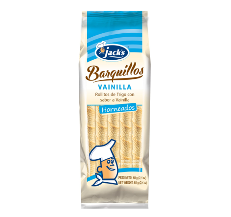 Barquillo de vainilla, Marca Jack's, Empaque 68 g