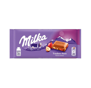 Chocolate Milka Pasas y Avellanas, 100g