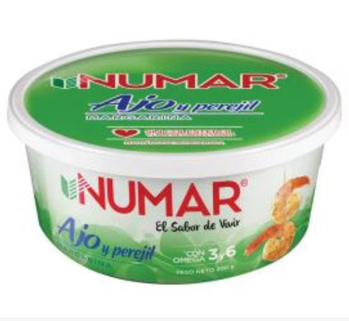 Margarina suave de ajo, Marca Numar, Taza 200 g