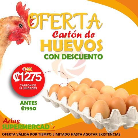 Huevos de gallina, carton de 15 unidades