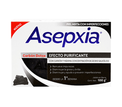 Jabon Asepxia Barra Carbón 100gr