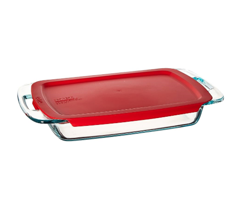 Pyrex cuadrado  1,1 litros 19X21.5cms red cherry