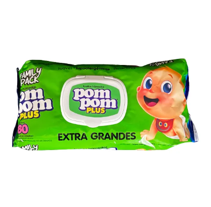 Toalla Humeda Pom Pom Plus 80unid