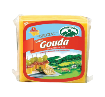 Queso Gouda,Marca Monteverde, 8 rebanadas