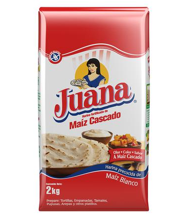 Harina de Maíz cascado Blanco Juana Pte 2kg