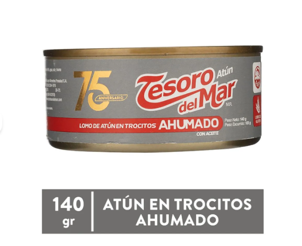 Atun Tesoro del Mar Ahumado trocitos 140g