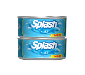 Atún Trocitos  en Agua Splash Lata 2Pack  140g
