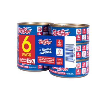 Atun en aceite Tesoro del Mar Trocitos 170g 6 unidades