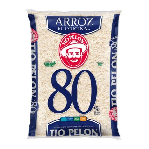 Arroz 80%, Marca Tío Pelón Azul, Bolsa 1.8 kg