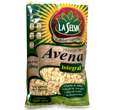 Avena Integral marca La Selva bolsa 250g