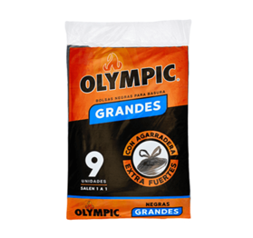 Bolsa Negra Grande Marca Olympic 9un + 1 un