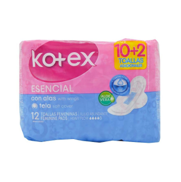 Toalla kotex esencial c/alas pague 10 lleve 12