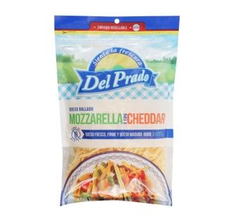 Mezcla de Queso Rallado Mozzarella y Cheddar, Del Prado, 227g