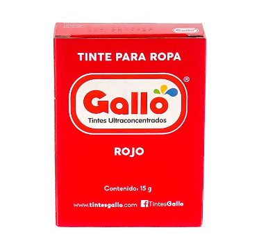 Tinte para ropa rojo Gallo caja 15g