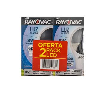 2 Pack Bombillo Rayovac Led Luz Blanca 8W  2 unidades