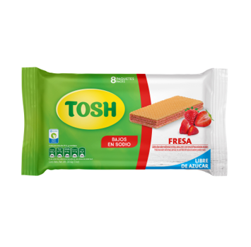 Galleta Wafer Fresa Tosh 8 Unid 201,6g