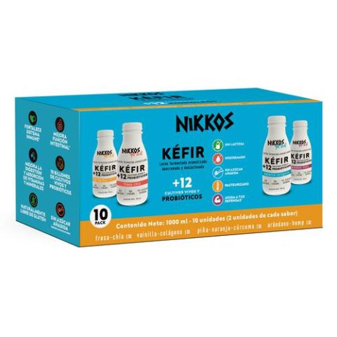 Leche Fermentada Aromatizada Kèfir, Marca Nikkos, 10 U