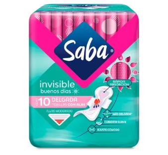 Toalla Saba Invisible Delgada c/Alas, 10U