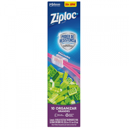Bolsa ziploc cierre facil gde 10u