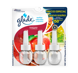 Aromatizante Glade Plug Ins RP Manzana Canela 3 pack 21ml c/u