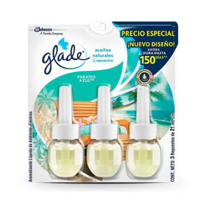 Aromatizante Glade Repuesto Paraiso Azul 3 Päck 21