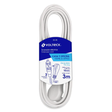 Extensión Electrica Blanca ED-3B Volteck 3m