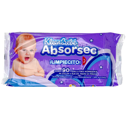 Toalla Humeda Kleen Bebé Absorsec 90 Unidades 