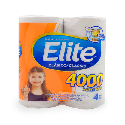 Papel Higiénico Elite  Clásico  4 Rollos 1000Hojas
