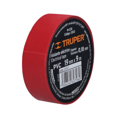 TAPE ELECTRICO ROJO 19mmx9m TRUPER