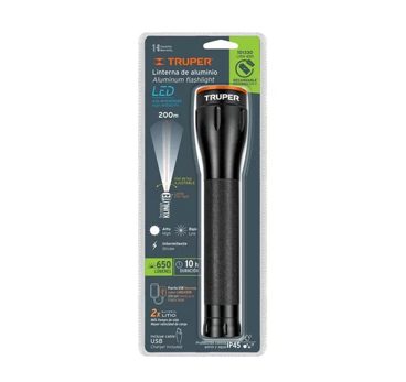 LINTERNA RECARGABLE 650LM USB 101330 TRUPER
