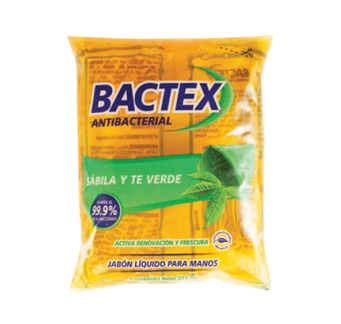 Jabón líq, bactex Sabila y té verde bolsa 221m