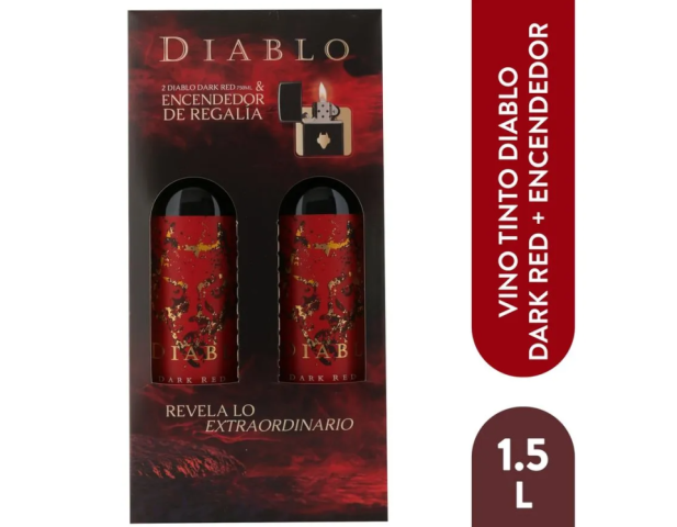 Vino Dark Red 750ml 2 pack + encendedor