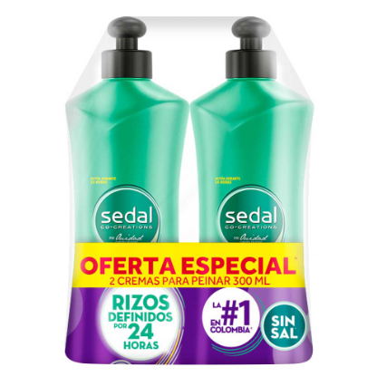 Sedal Crema pein Rizos Definidos 2 pack 300ml