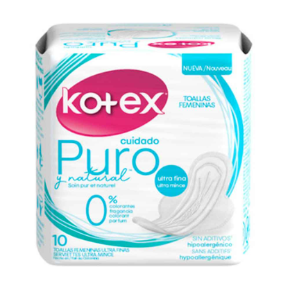 Toallas Kotex Pure ultrafina c/a 10 toallas