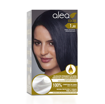 Tinte para cabello Negro Azul Intenso 1.88 Alea Kit Caja 